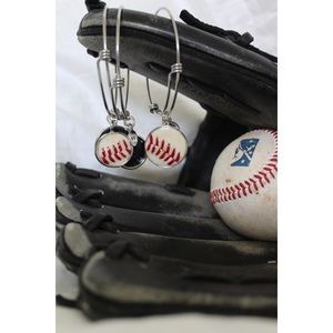 Professionally used baseball charm bangle bracelet